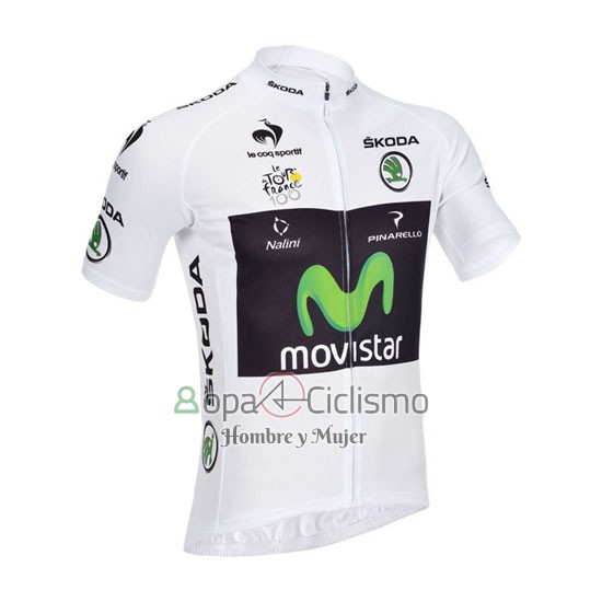 Movistar Lider Ropa Ciclismo Culotte Corto 2013 Hombre Mangas Cortas Blanco